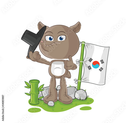 tapir korean character. cartoon mascot vector