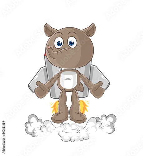 tapir with jetpack mascot. cartoon vector