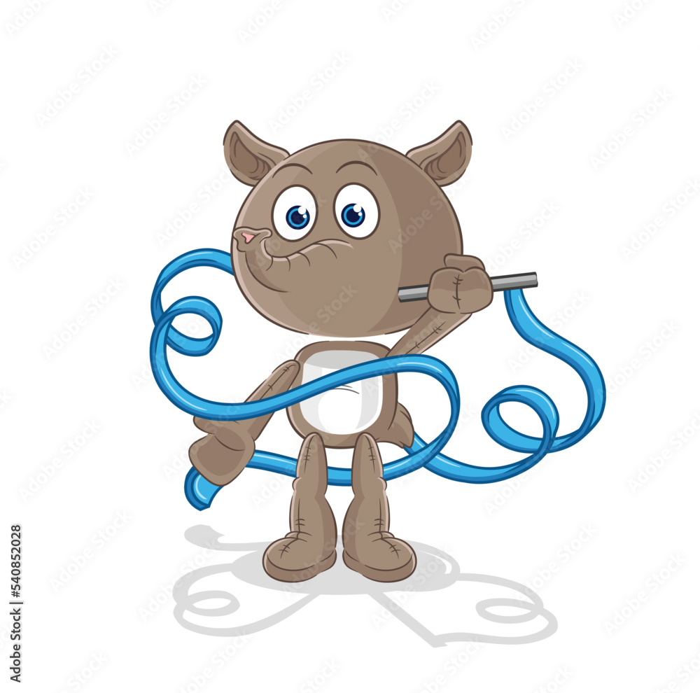 tapir Rhythmic Gymnastics mascot. cartoon vector tapir Rhythmic Gymnastics mascot. cartoon vector