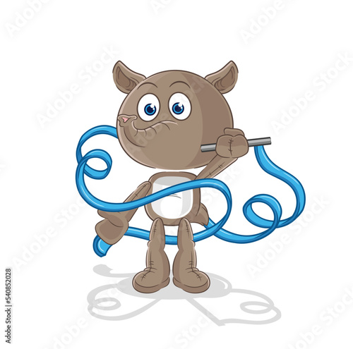 tapir Rhythmic Gymnastics mascot. cartoon vector