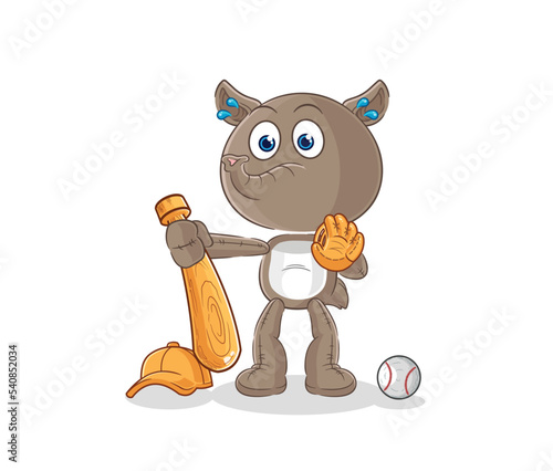 tapir baseball Catcher cartoon. cartoon mascot vector