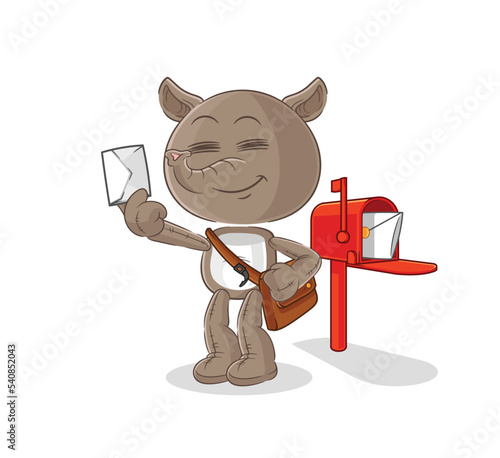tapir postman vector. cartoon character