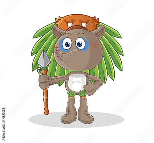 tapir tribal man mascot. cartoon vector