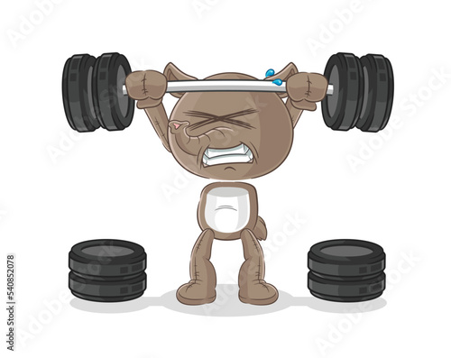 tapir lifting the barbell character. cartoon mascot vector