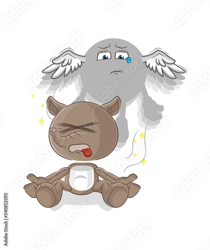tapir spirit leaves the body mascot. cartoon vector