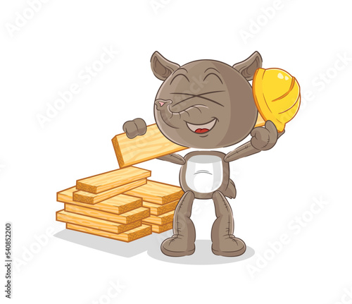 tapir builder vector. cartoon character