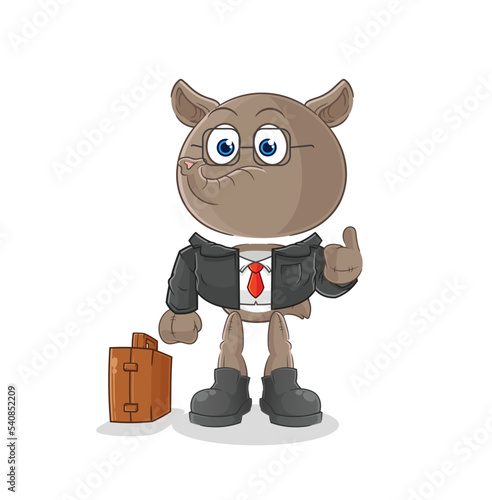 tapir office worker mascot. cartoon vector