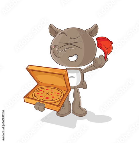 tapir pizza delivery boy vector. cartoon character