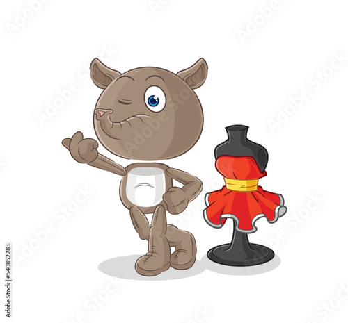 tapir fashion designer vector. cartoon character
