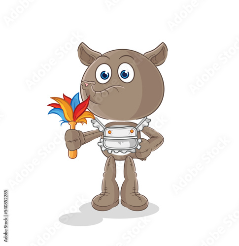 tapir maid mascot. cartoon vector