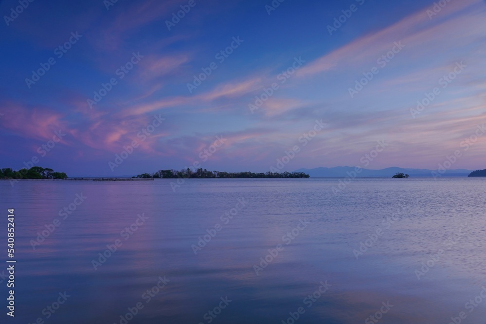 日没後の琵琶湖の夕焼け情景＠滋賀
