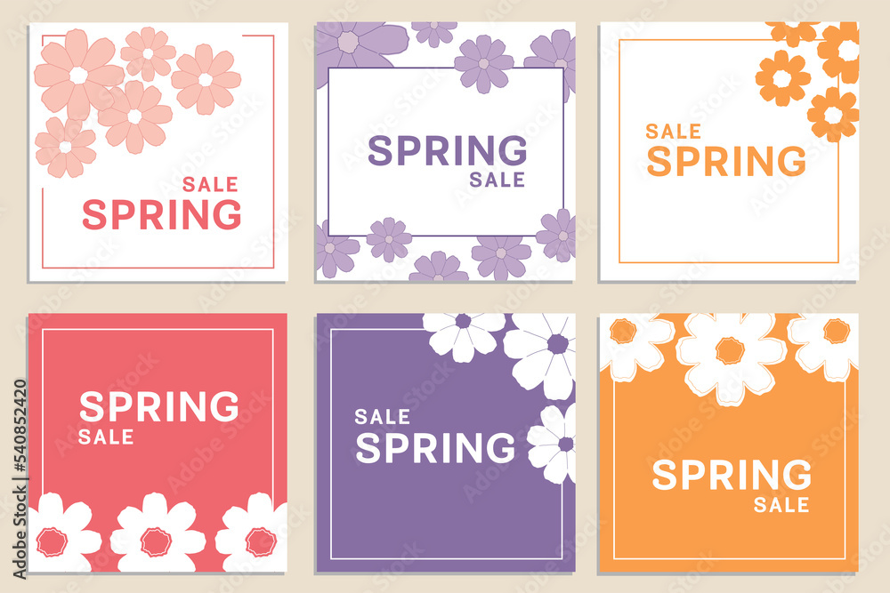 Spring season sale with flower for greeting card, invitation template, banner poster template background.