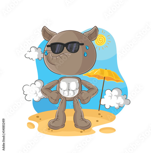 tapir sunbathing in summer. character vector
