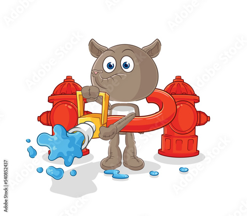 tapir firefighter vector. cartoon character