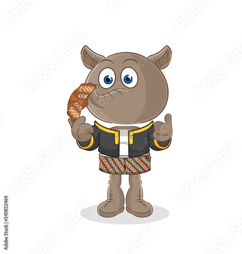 tapir Javanese character. cartoon mascot vector