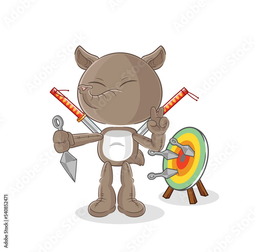 tapir ninja cartoon. character vector