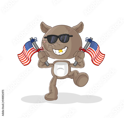 tapir american youth cartoon mascot vector