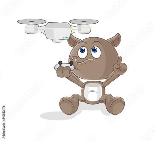 tapir with drone character. cartoon mascot vector