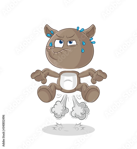 tapir fart jumping illustration. character vector