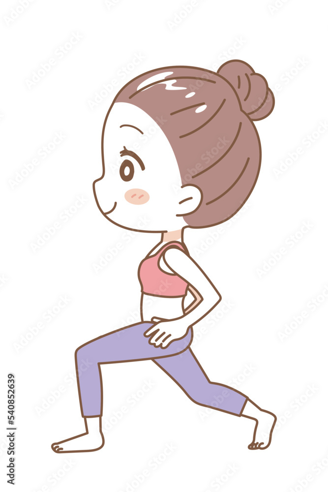 Illustration of a woman exercising, full body view. Illustration of a woman exercising, full body view.