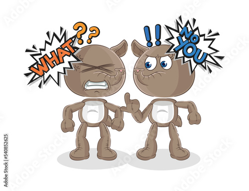 tapir arguing each other cartoon vector