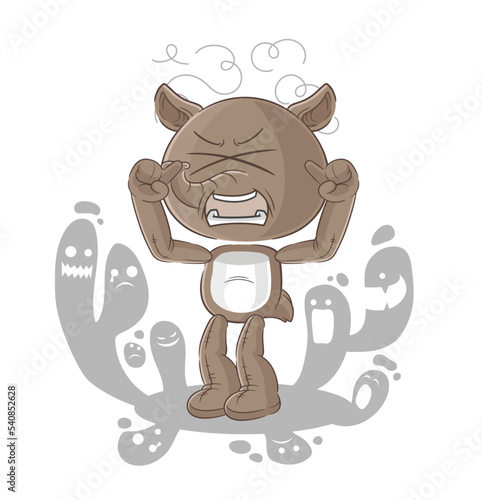 depressed tapir character. cartoon vector