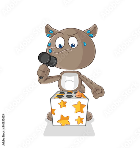 tapir play whack a mole mascot. cartoon vector