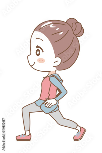 Illustration of a woman exercising  full body view.