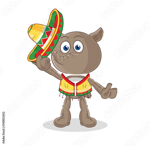 tapir Mexican culture and flag. cartoon mascot vector