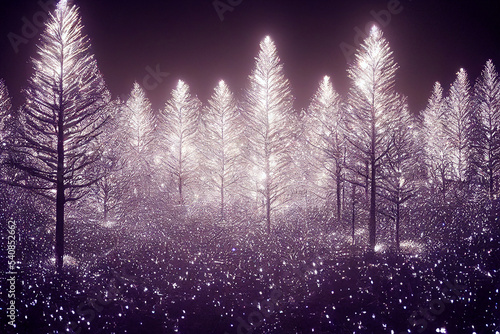 Pine Trees In the Night Inspired by Christmas and The Northern Lights