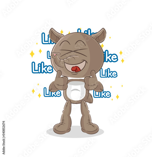 tapir give lots of likes. cartoon vector