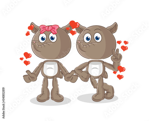 tapir dating cartoon. character mascot vector