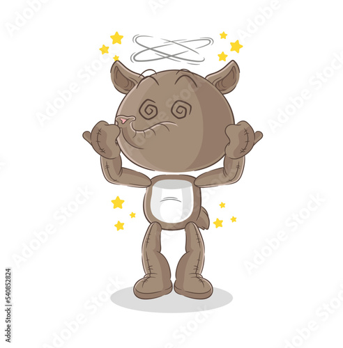 tapir dizzy head mascot. cartoon vector