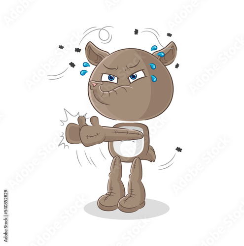 tapir swat fly character. cartoon mascot vector