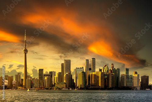 Photography Toronto skyline at sunset, Canada