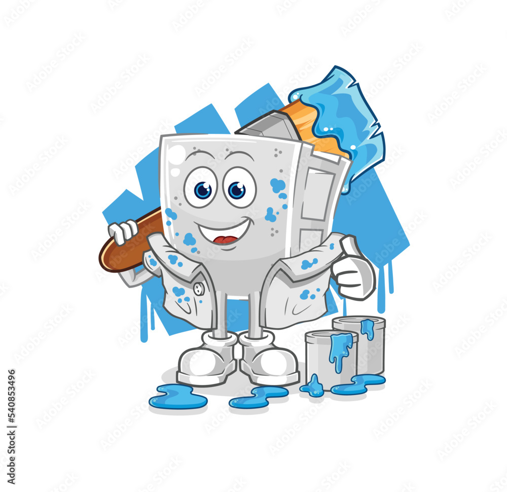 Fototapeta premium concrete brick painter illustration. character vector