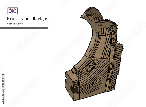 This illustration is "Chimi," a cultural asset of Baekje in Korea. This is an interior item that runs on the roof of the past.