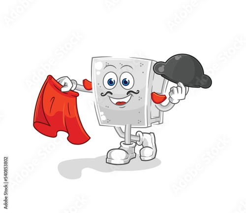 concrete brick matador with red cloth illustration. character vector