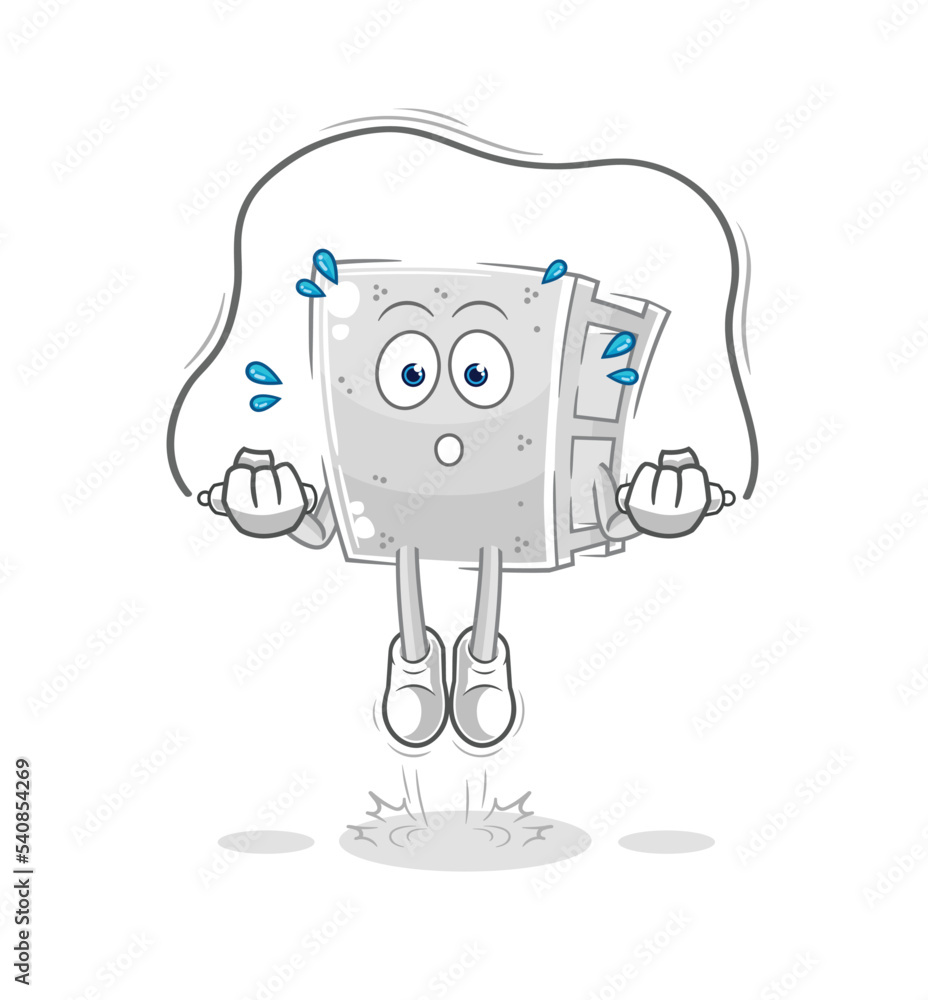 concrete brick jump rope exercise. character vector concrete brick jump rope exercise. character vector