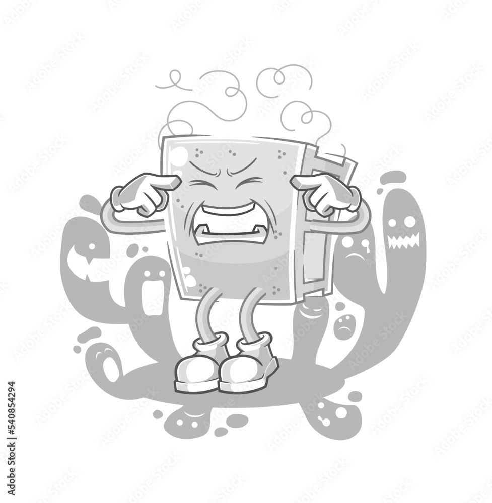 depressed concrete brick character. cartoon vector depressed concrete brick character. cartoon vector