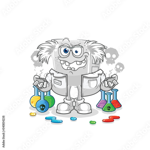 concrete brick mad scientist illustration. character vector