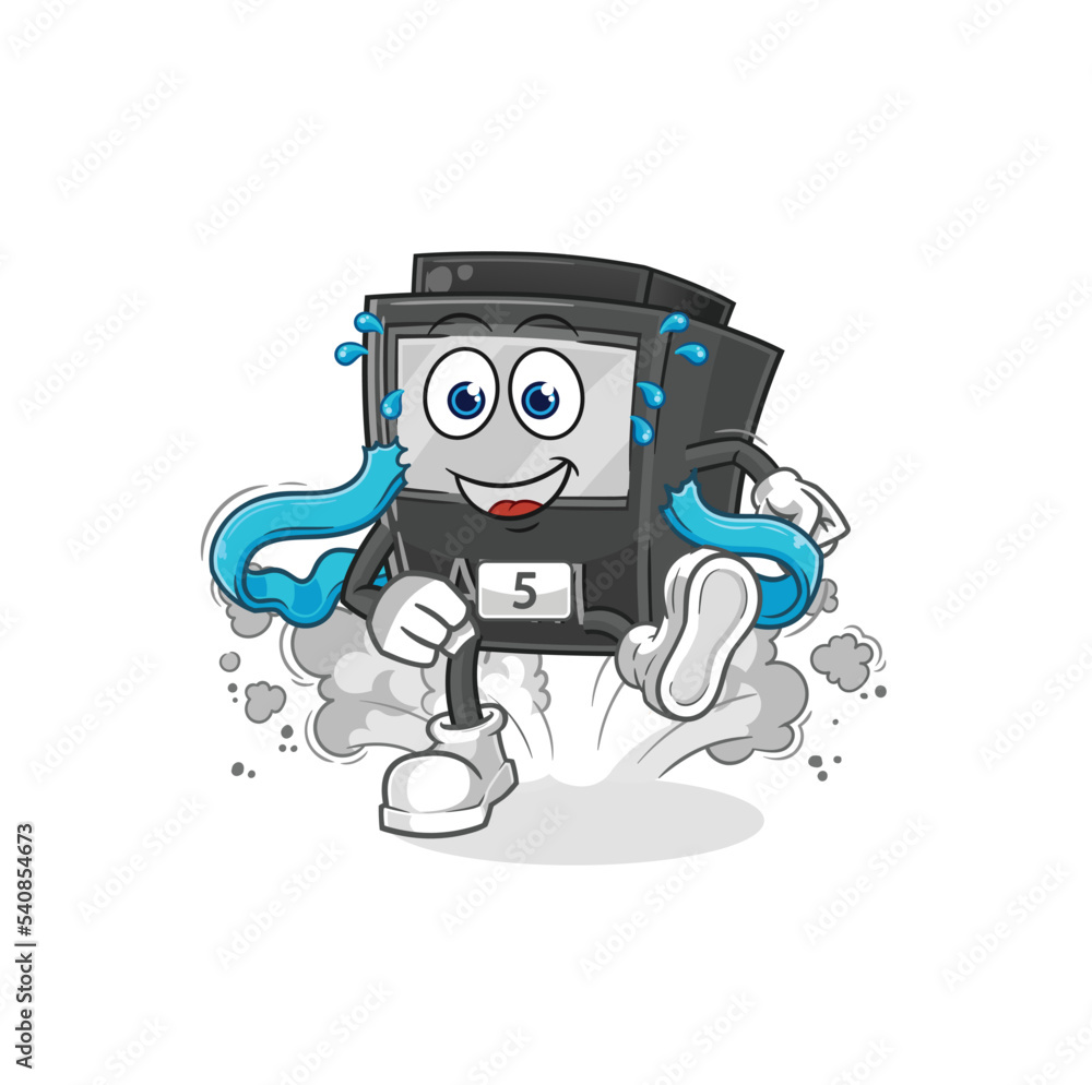 ATM machine runner character. cartoon mascot vector ATM machine runner character. cartoon mascot vector
