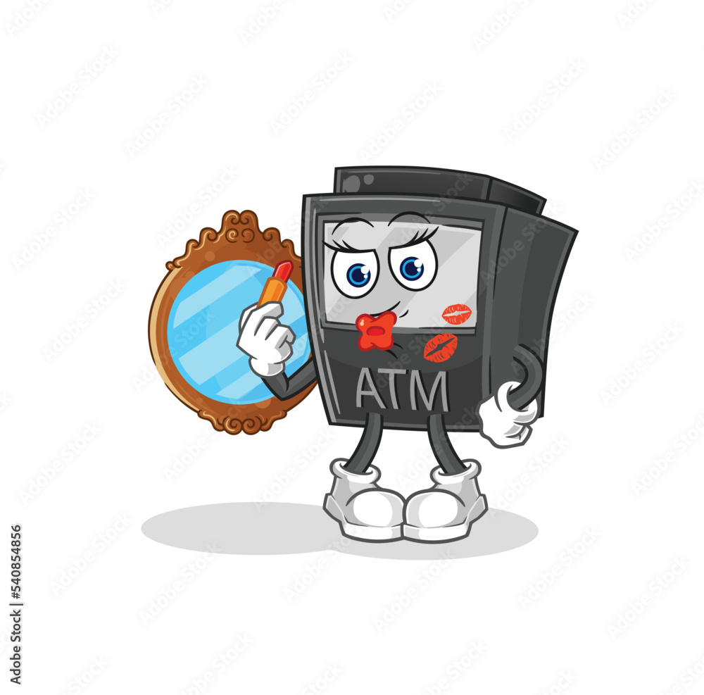 ATM machine make up mascot. cartoon vector