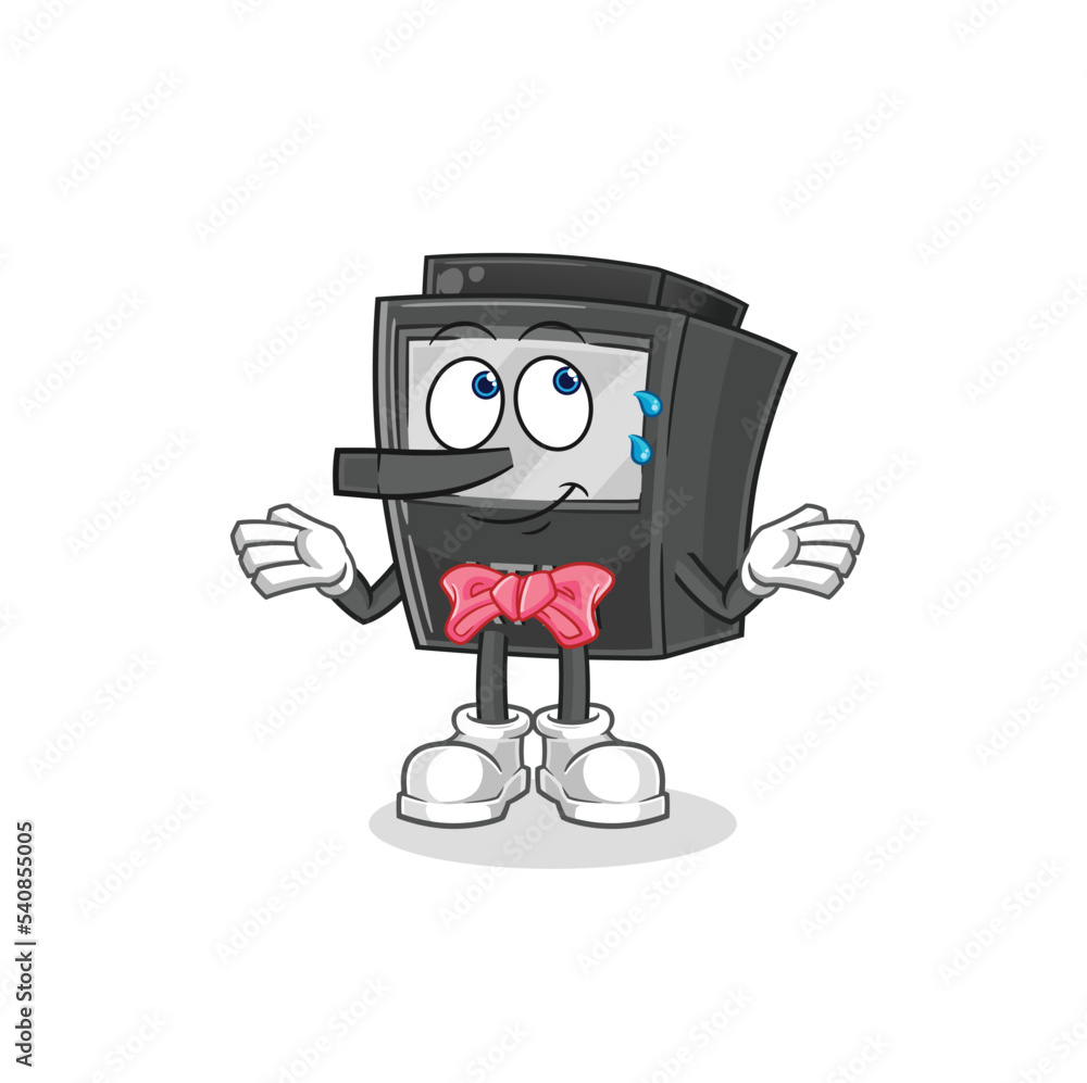 ATM machine lie like Pinocchio character. cartoon mascot vector ATM machine lie like Pinocchio character. cartoon mascot vector