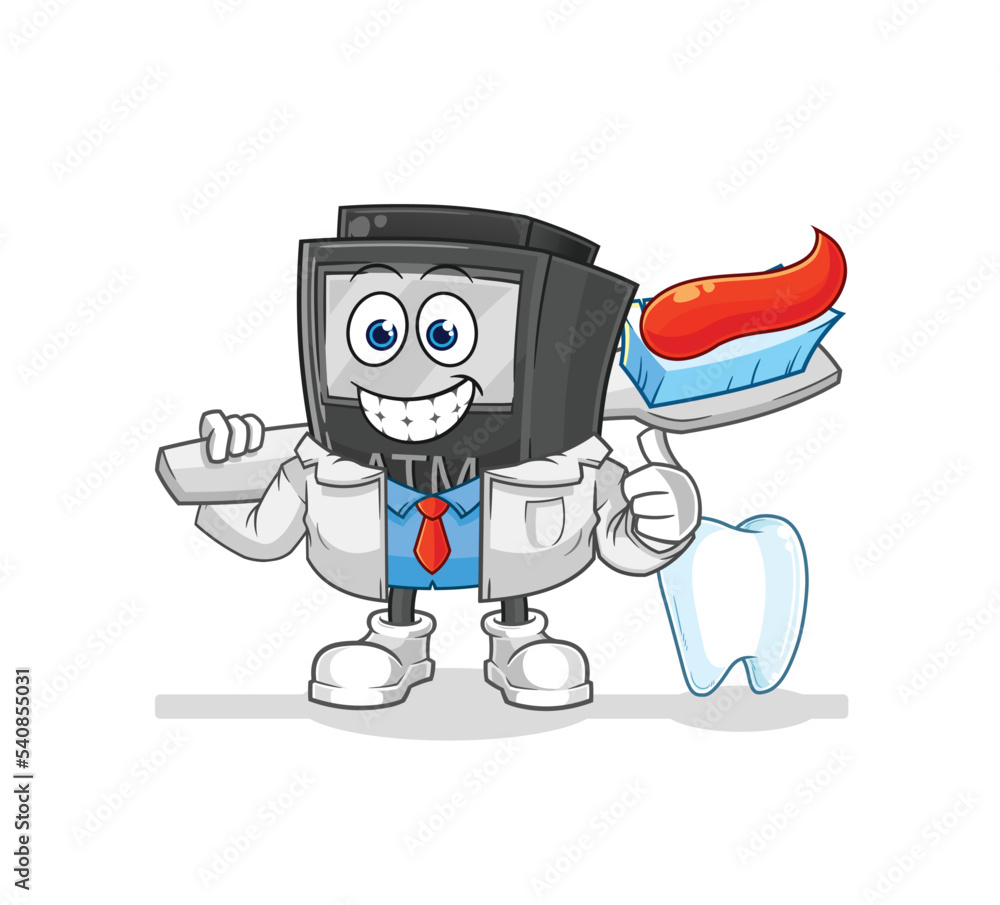 ATM machine dentist illustration. character vector ATM machine dentist illustration. character vector