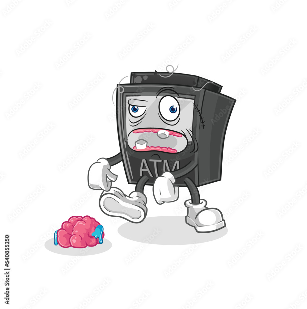 ATM machine zombie character.mascot vector ATM machine zombie character.mascot vector