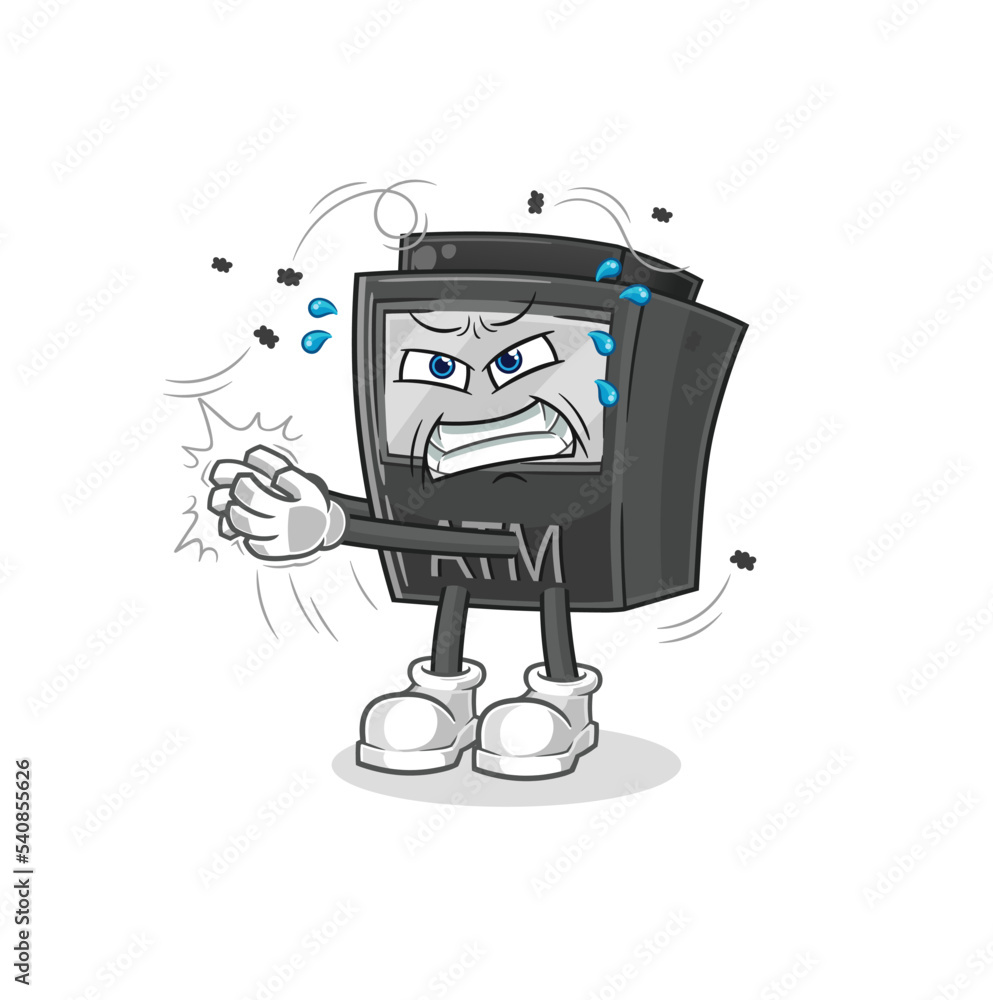 Naklejka premium ATM machine swat fly character. cartoon mascot vector