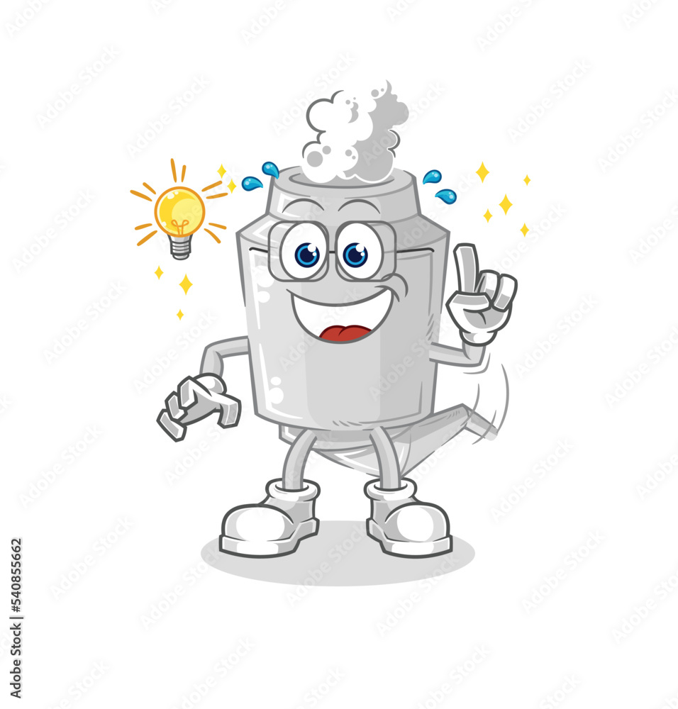 exhaust got an idea cartoon. mascot vector exhaust got an idea cartoon. mascot vector