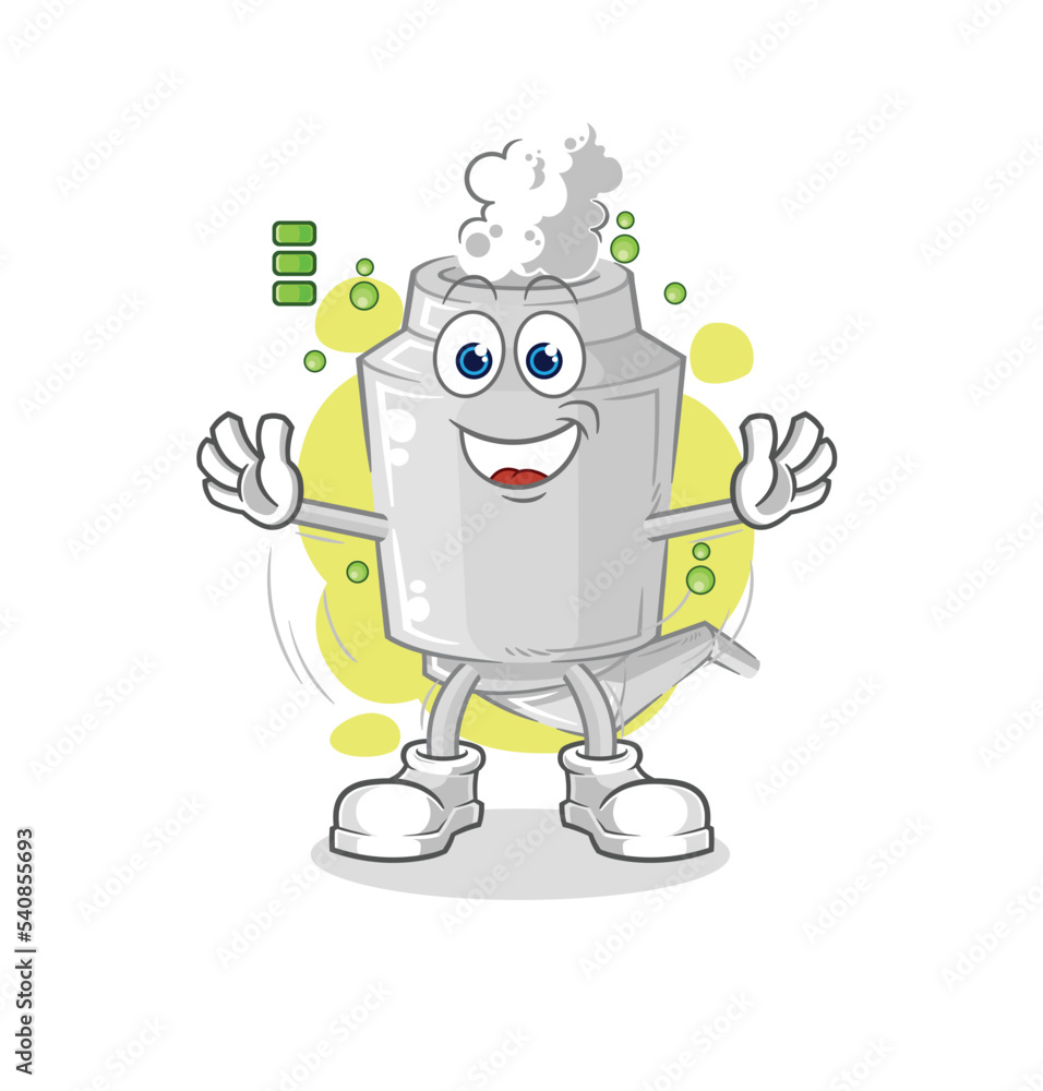 Obraz premium exhaust full battery character. cartoon mascot vector