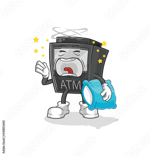 ATM machine yawn character. cartoon mascot vector